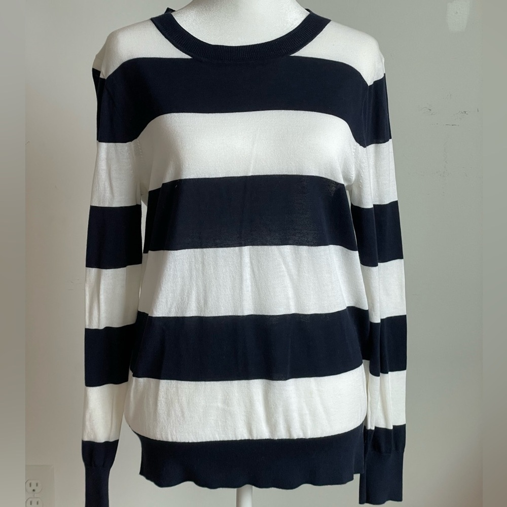 J. Crew Navy and White Striped Shirt Size Small
